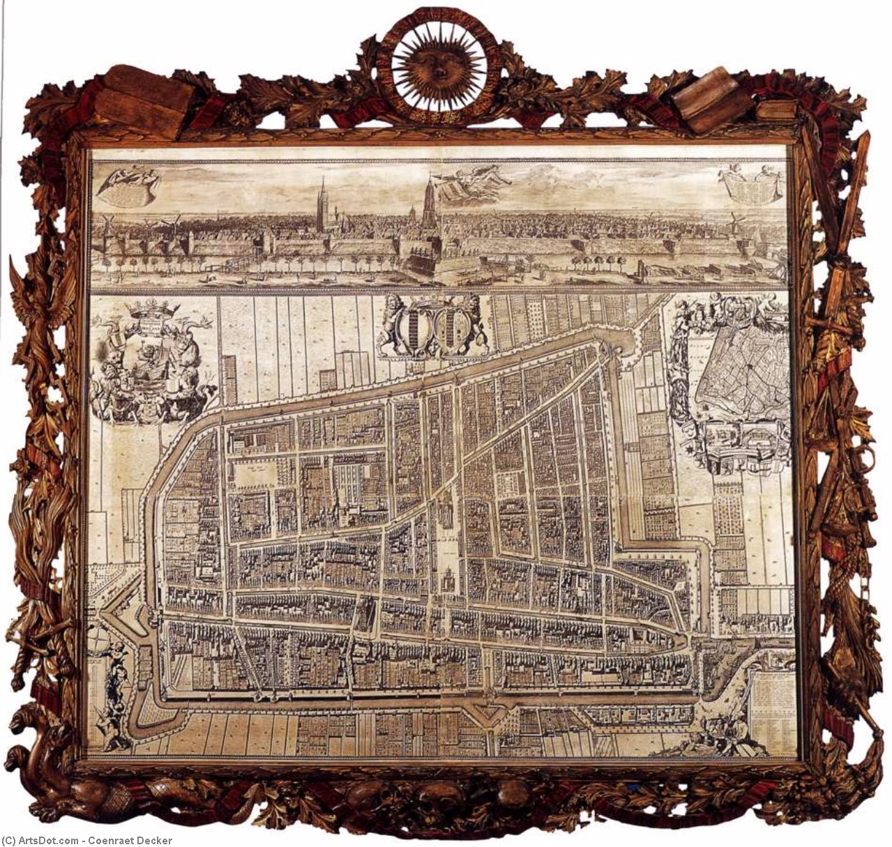 WikiOO.org - 백과 사전 - 회화, 삽화 Coenraet Decker - Map and Profile of Delft