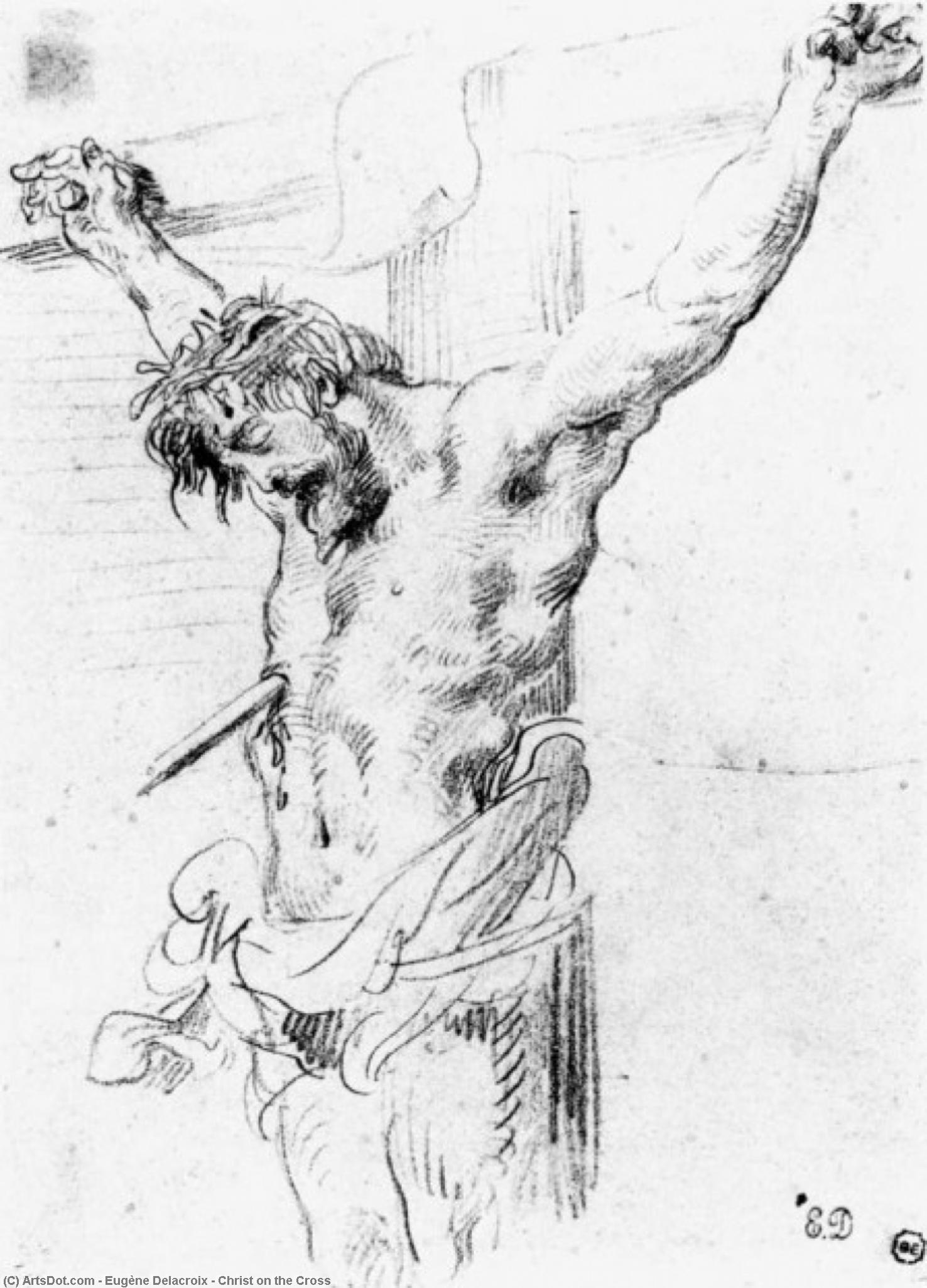 WikiOO.org - Enciklopedija dailės - Tapyba, meno kuriniai Eugène Delacroix - Christ on the Cross