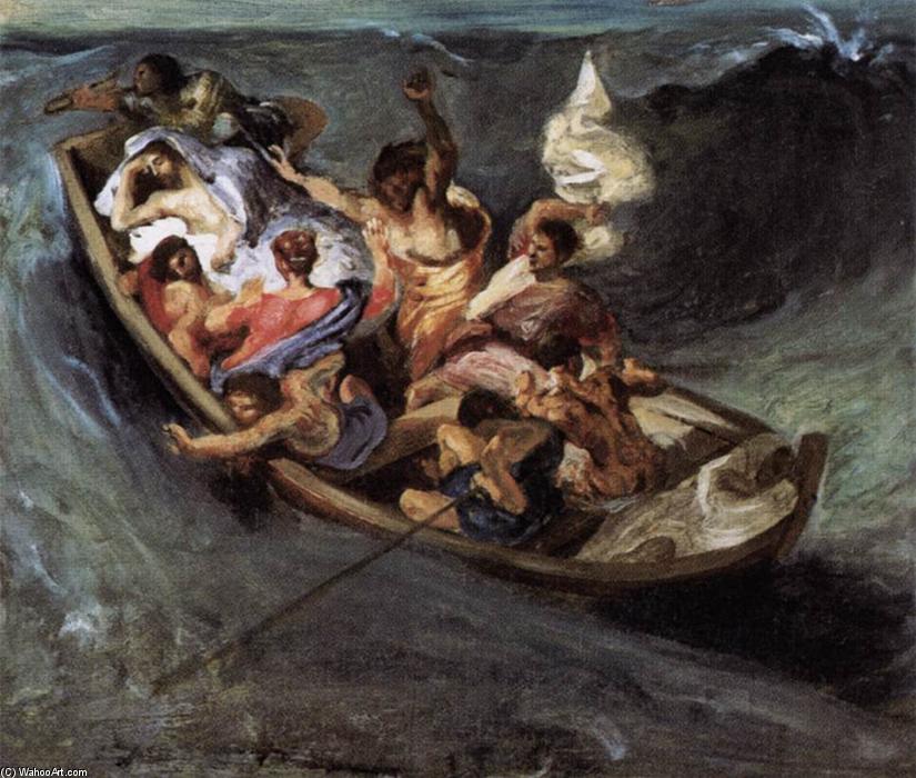 Wikioo.org - The Encyclopedia of Fine Arts - Painting, Artwork by Eugène Delacroix - Christ on the Lake of Gennezaret (sketch)