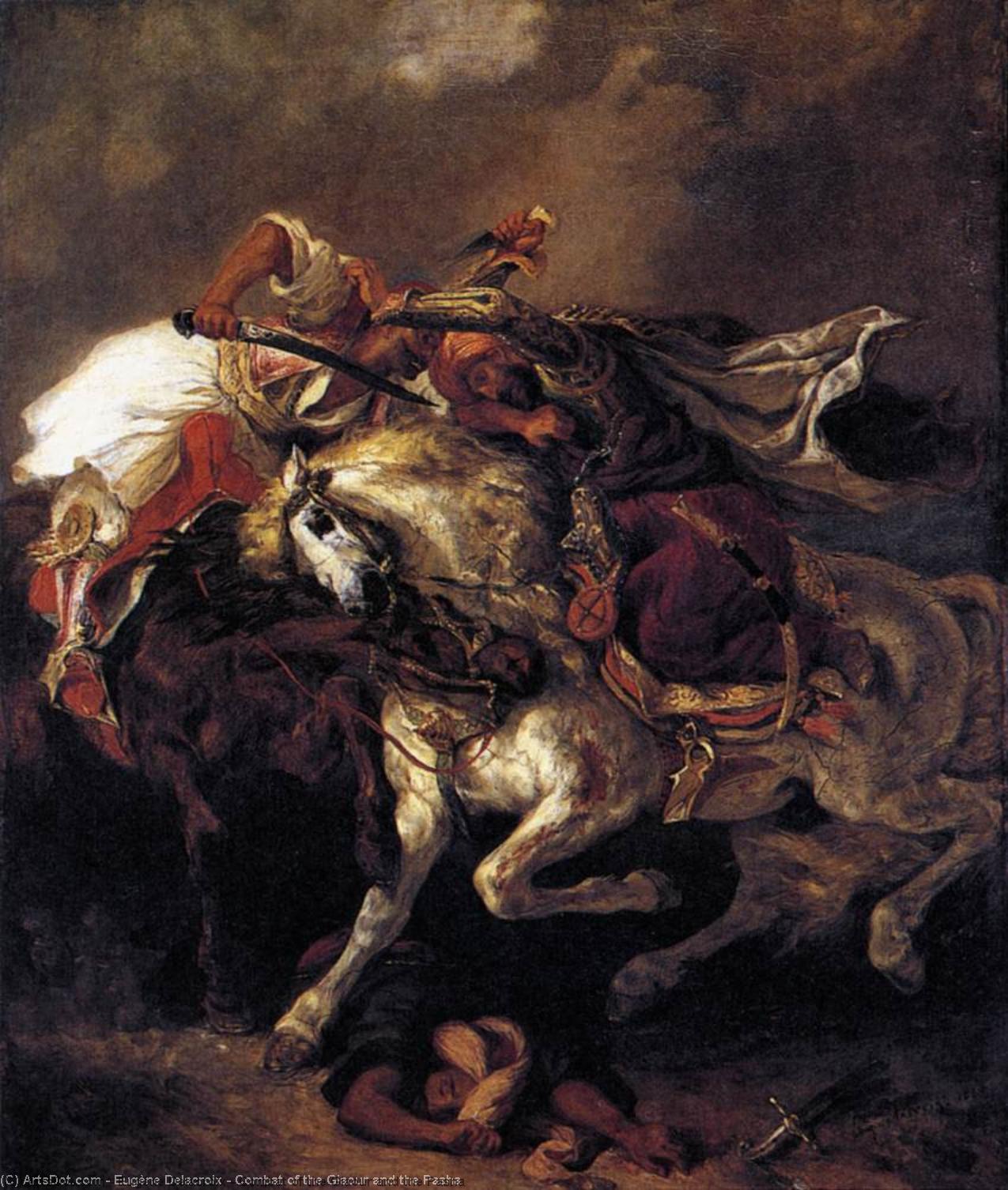 WikiOO.org - Encyclopedia of Fine Arts - Lukisan, Artwork Eugène Delacroix - Combat of the Giaour and the Pasha