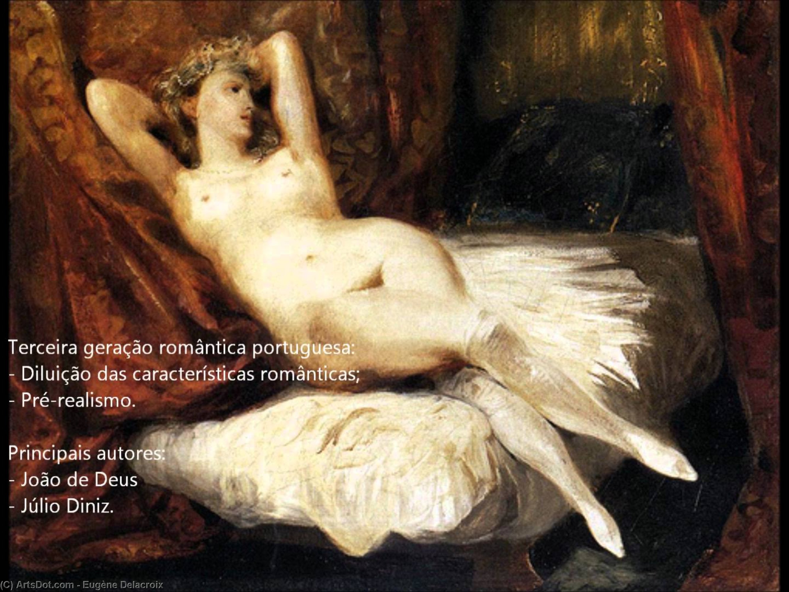 Wikioo.org - The Encyclopedia of Fine Arts - Painting, Artwork by Eugène Delacroix - Female Nude Reclining on a Divan