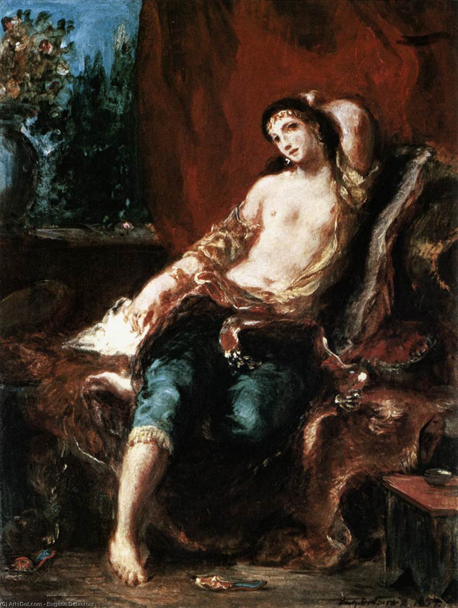 WikiOO.org - Encyclopedia of Fine Arts - Maleri, Artwork Eugène Delacroix - Odalisque