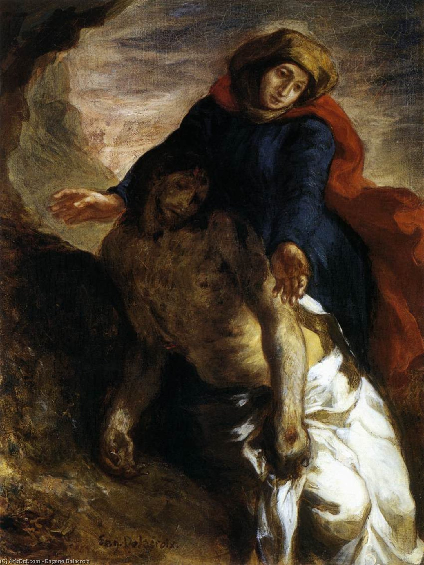 WikiOO.org - Encyclopedia of Fine Arts - Malba, Artwork Eugène Delacroix - Pietà