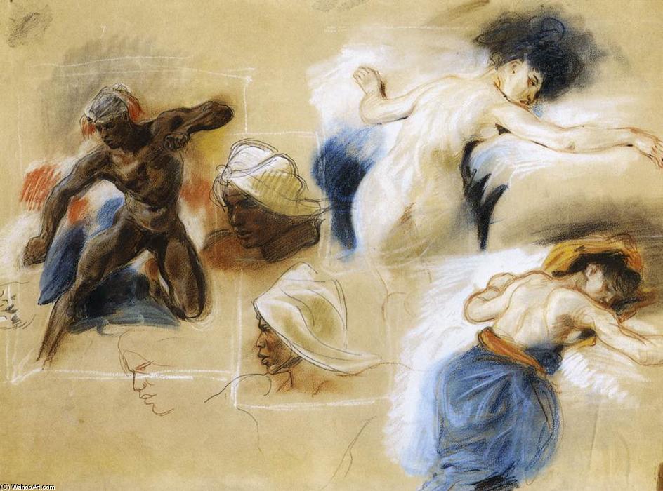 Wikioo.org – L'Enciclopedia delle Belle Arti - Pittura, Opere di Eugène Delacroix - schizzo per Antartico  morte  di  Sardanapalo