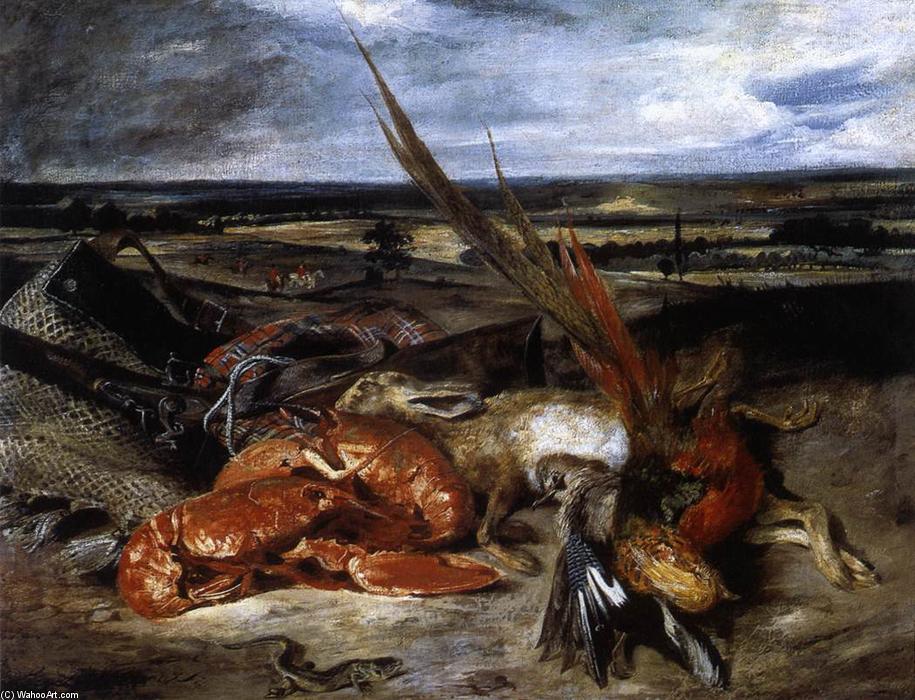 Wikioo.org - The Encyclopedia of Fine Arts - Painting, Artwork by Eugène Delacroix - Still-Life with Lobster
