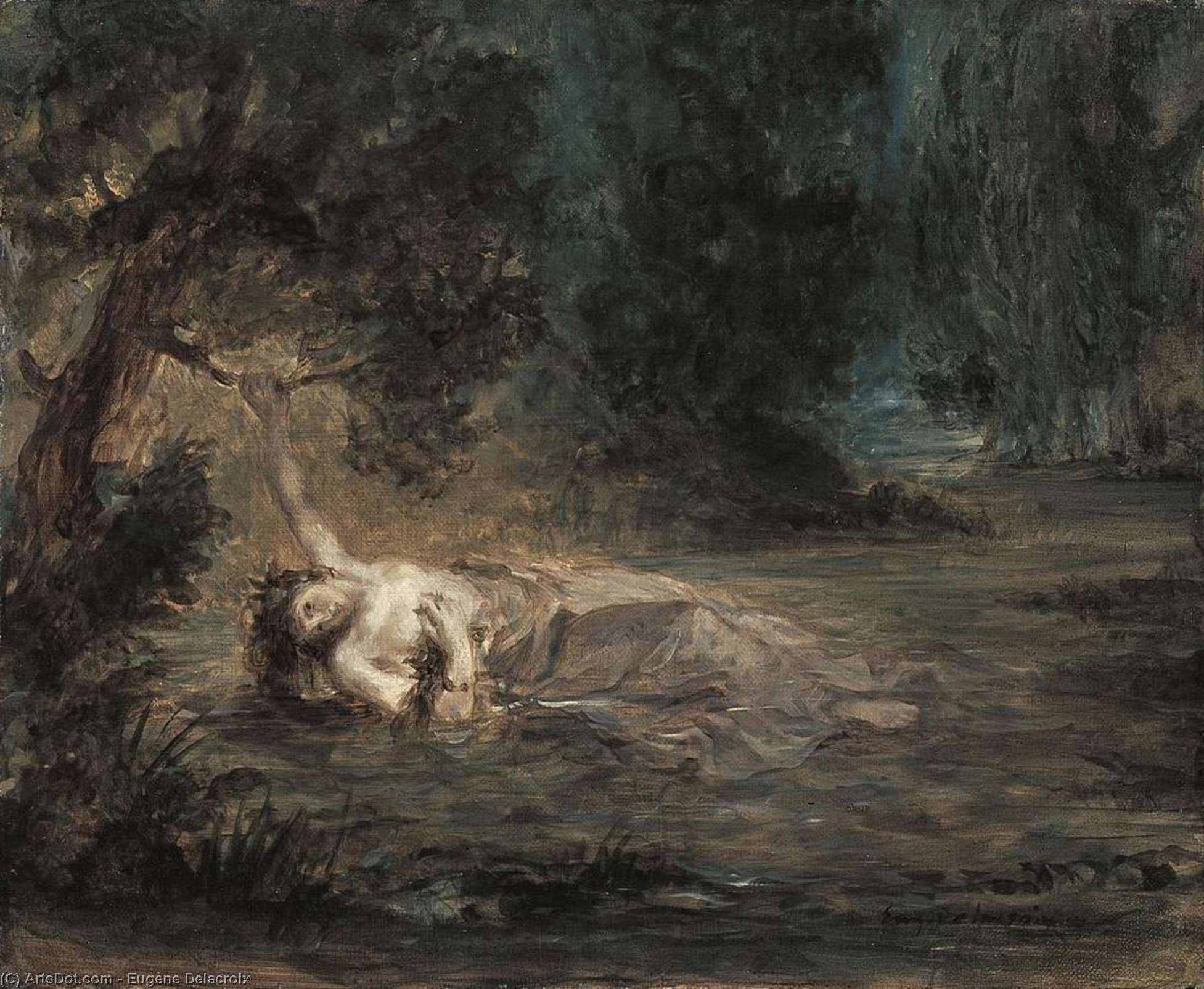Wikioo.org – L'Enciclopedia delle Belle Arti - Pittura, Opere di Eugène Delacroix - la morte di ofelia