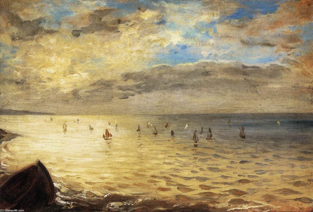 Wikioo.org - Bách khoa toàn thư về mỹ thuật - Vẽ tranh, Tác phẩm nghệ thuật Eugène Delacroix - The Sea from the Heights of Dieppe