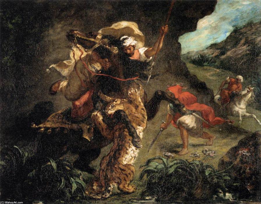 WikiOO.org - Encyclopedia of Fine Arts - Malba, Artwork Eugène Delacroix - Tiger Hunt