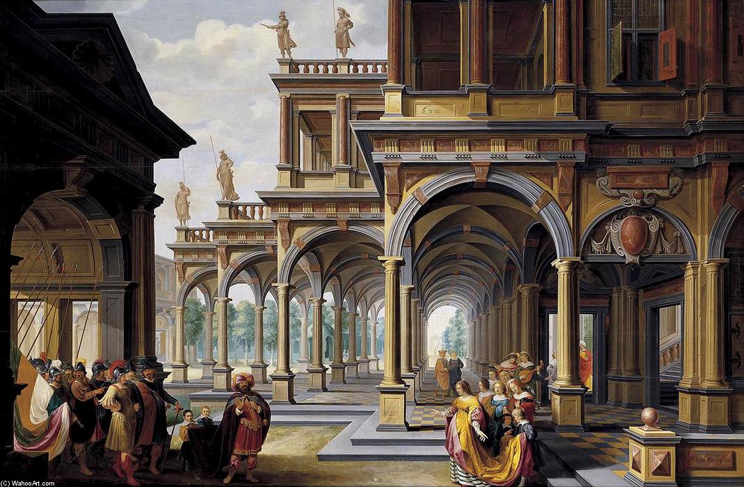 Wikioo.org - The Encyclopedia of Fine Arts - Painting, Artwork by Dirck Van Delen - Architectural Capriccio with Jephthah and His Daughter