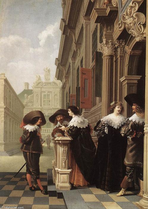 WikiOO.org - אנציקלופדיה לאמנויות יפות - ציור, יצירות אמנות Dirck Van Delen - Conversation outside a Castle