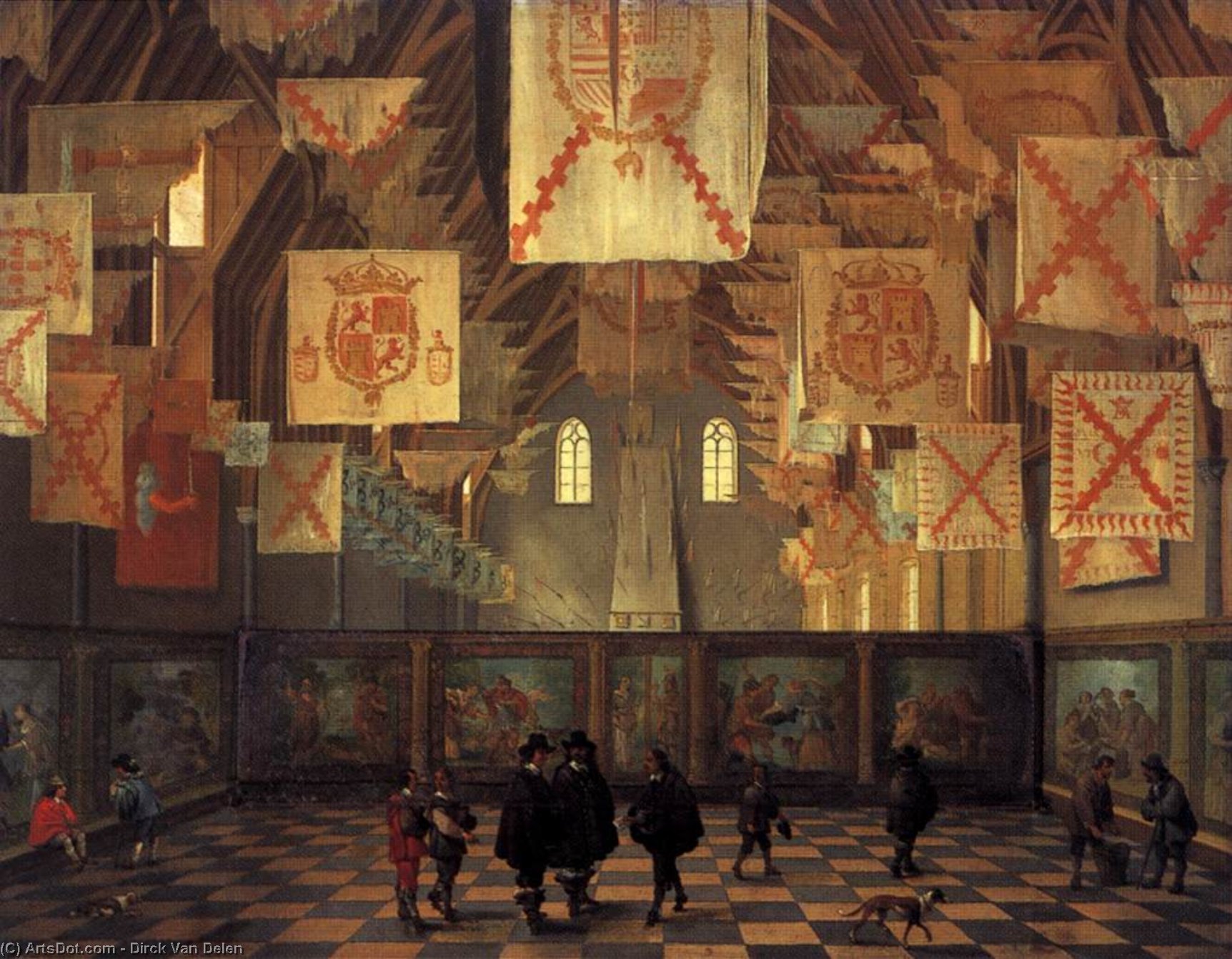 Wikioo.org – La Enciclopedia de las Bellas Artes - Pintura, Obras de arte de Dirck Van Delen - el gran vestíbulo de los Binnenhof en el La haya