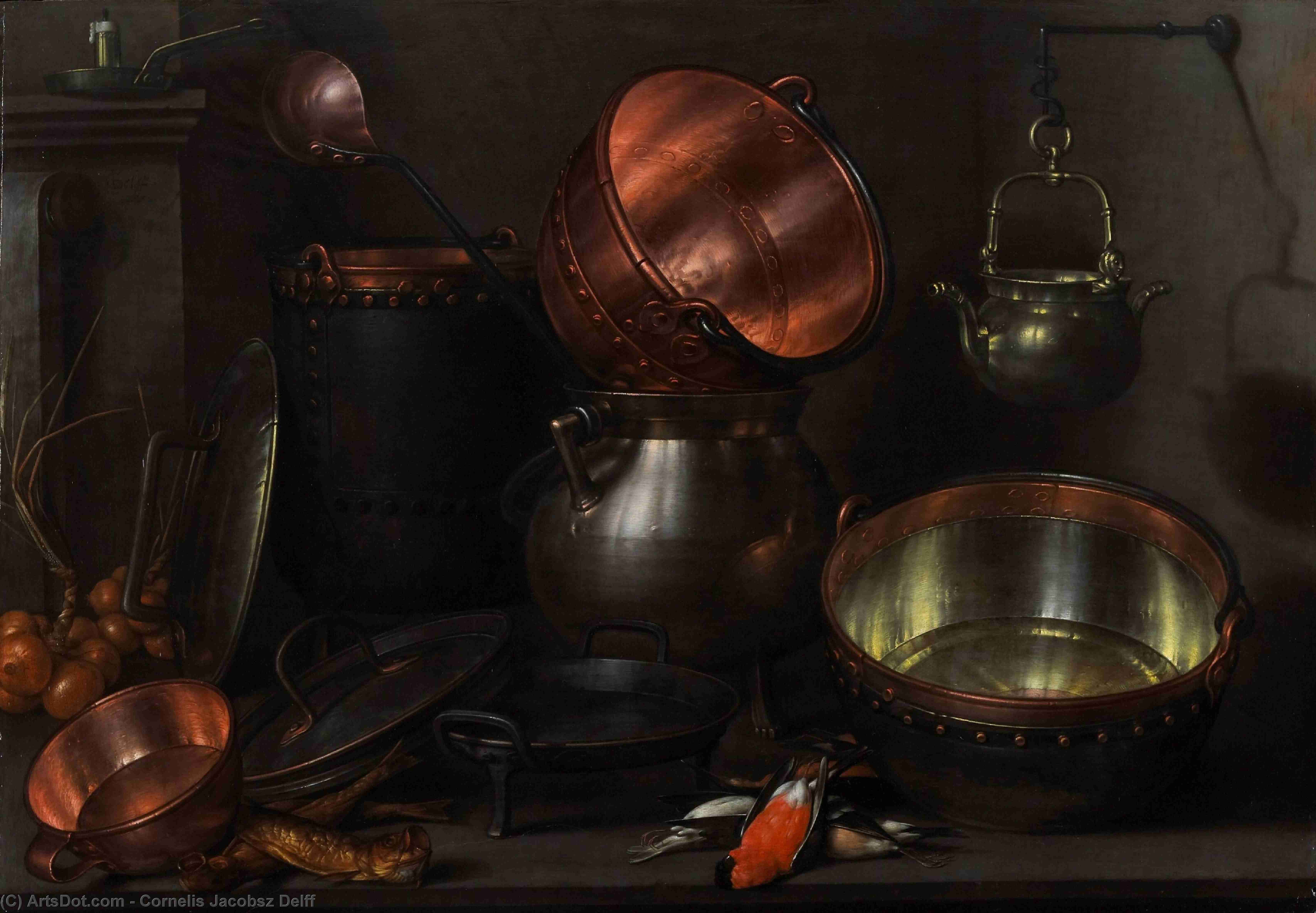 Wikioo.org - The Encyclopedia of Fine Arts - Painting, Artwork by Cornelis Jacobsz Delff - Kitchen Still-Life