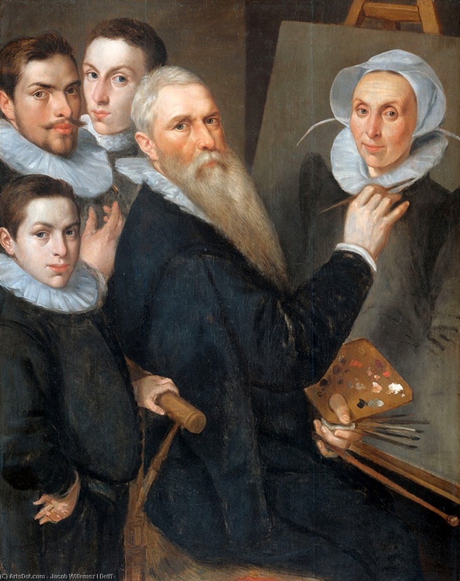 Wikioo.org - The Encyclopedia of Fine Arts - Painting, Artwork by Willem Jacobsz Delff - Portrait of the Artist and His Family