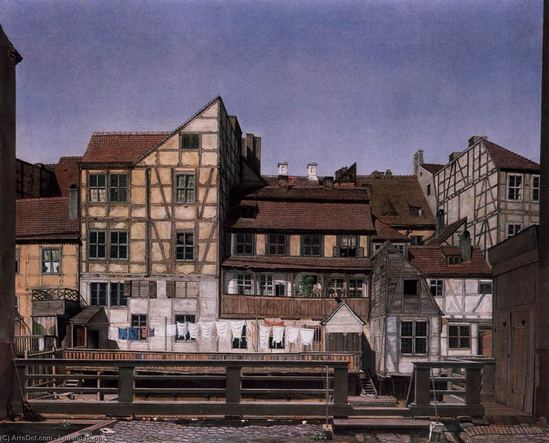 Wikioo.org - The Encyclopedia of Fine Arts - Painting, Artwork by Ludwig Deppe - Houses at a Millrace