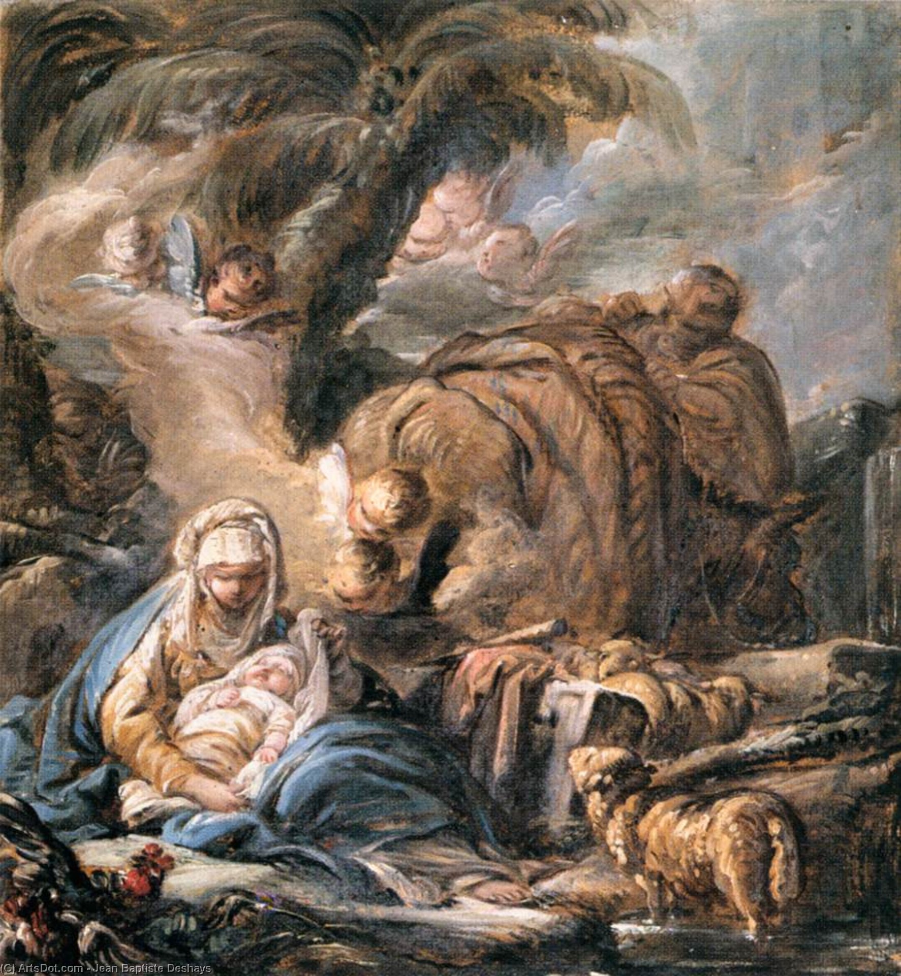 Wikioo.org - The Encyclopedia of Fine Arts - Painting, Artwork by Jean Baptiste Deshays - The Flight into Egypt