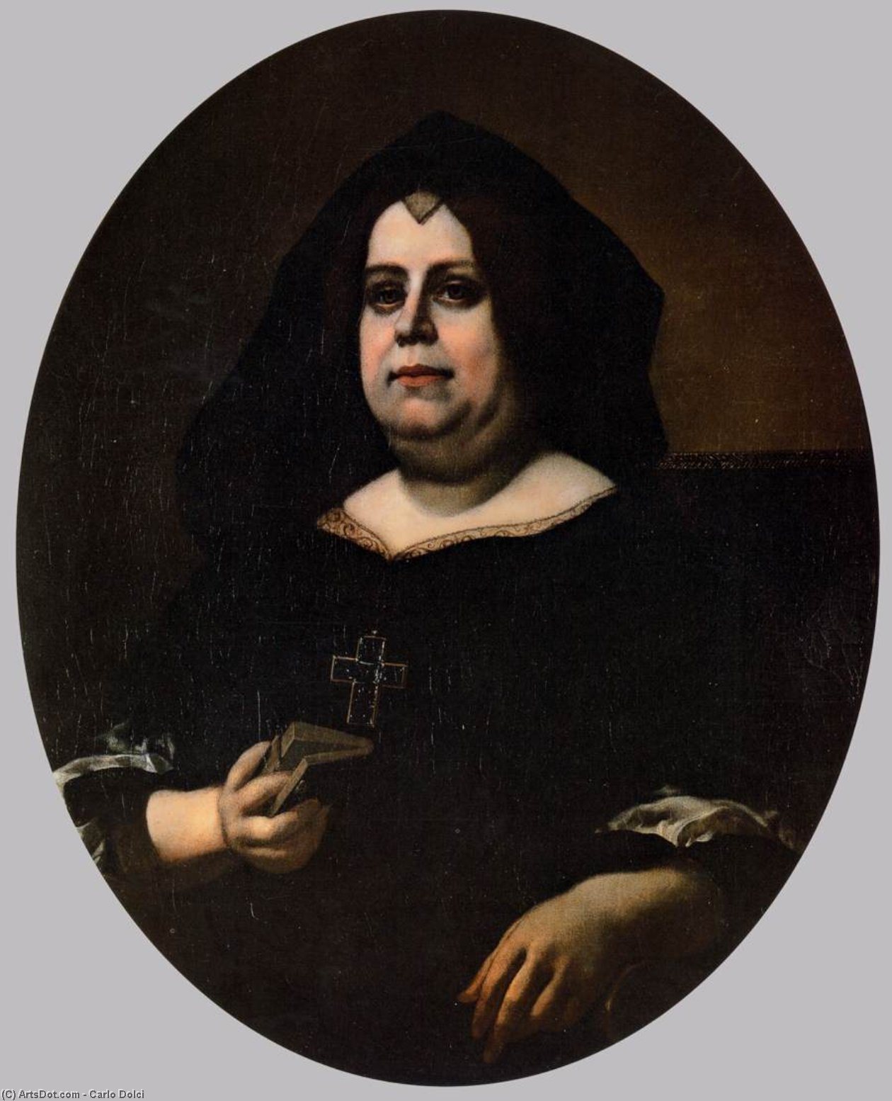 Wikoo.org - موسوعة الفنون الجميلة - اللوحة، العمل الفني Carlo Dolci - Portrait of Vittoria della Rovere in Widow's Weeds