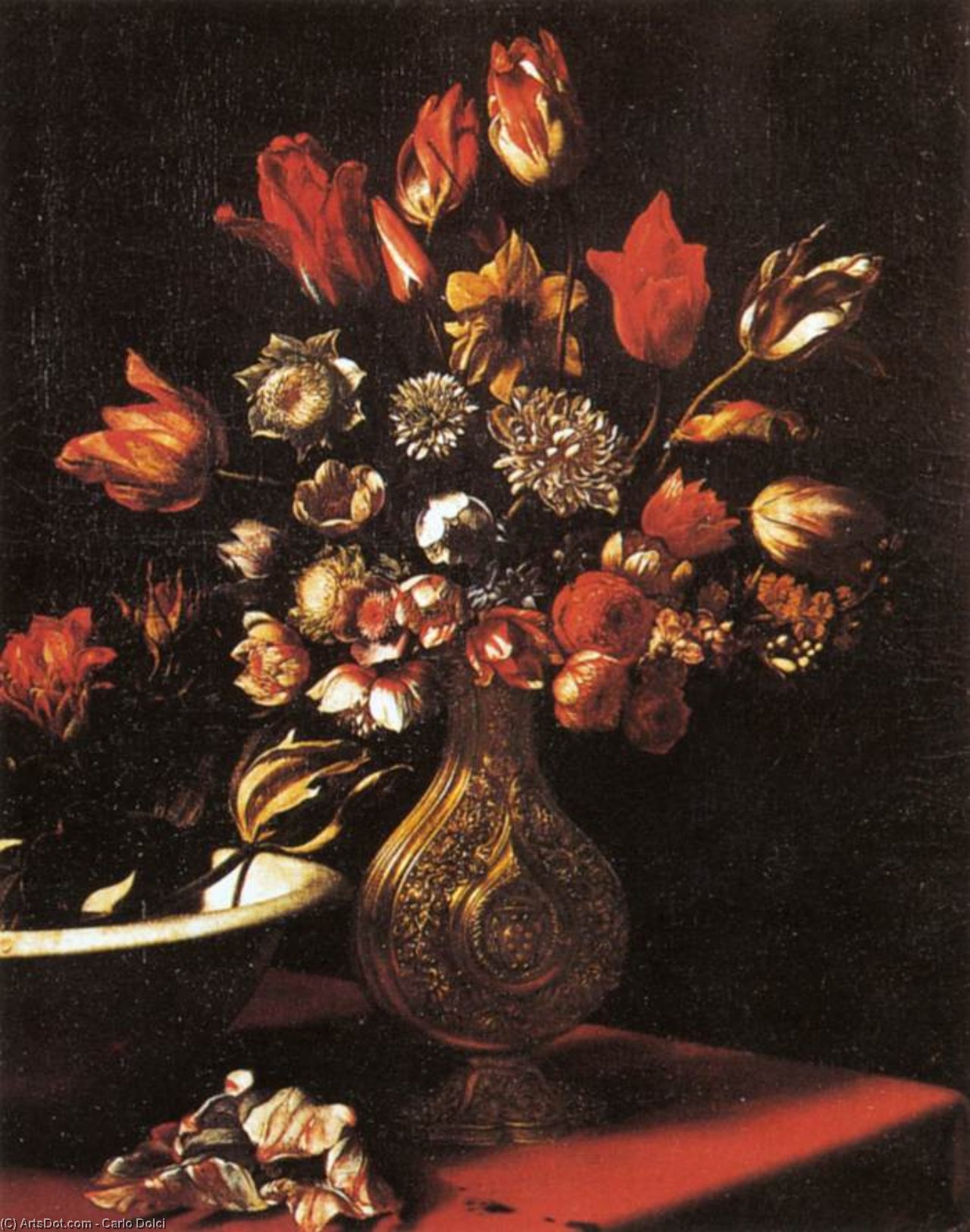 Wikioo.org - The Encyclopedia of Fine Arts - Painting, Artwork by Carlo Dolci - Vase of Flowers