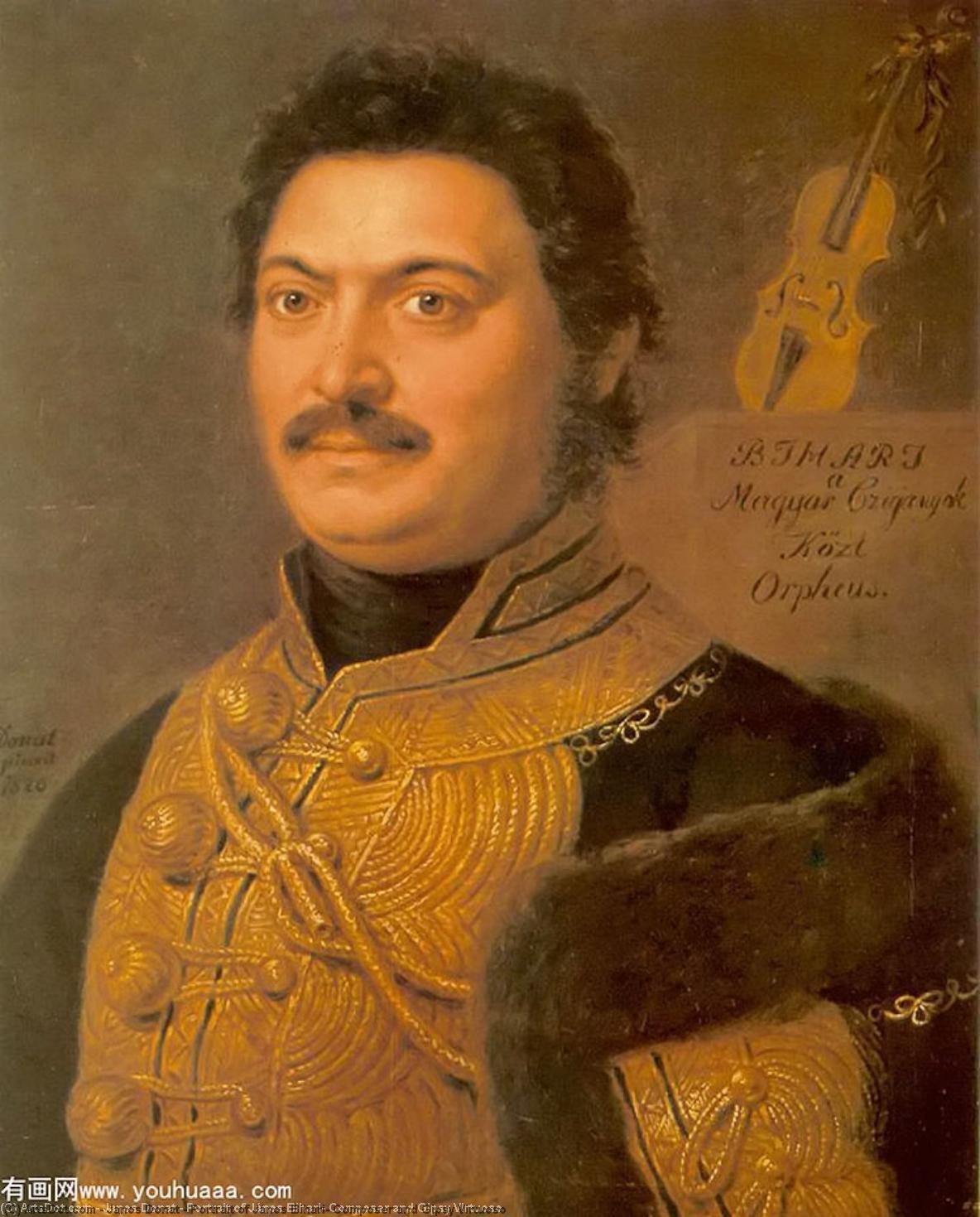 Wikioo.org - สารานุกรมวิจิตรศิลป์ - จิตรกรรม Janos Donat - Portrait of János Bihari, Composer and Gipsy Virtuoso