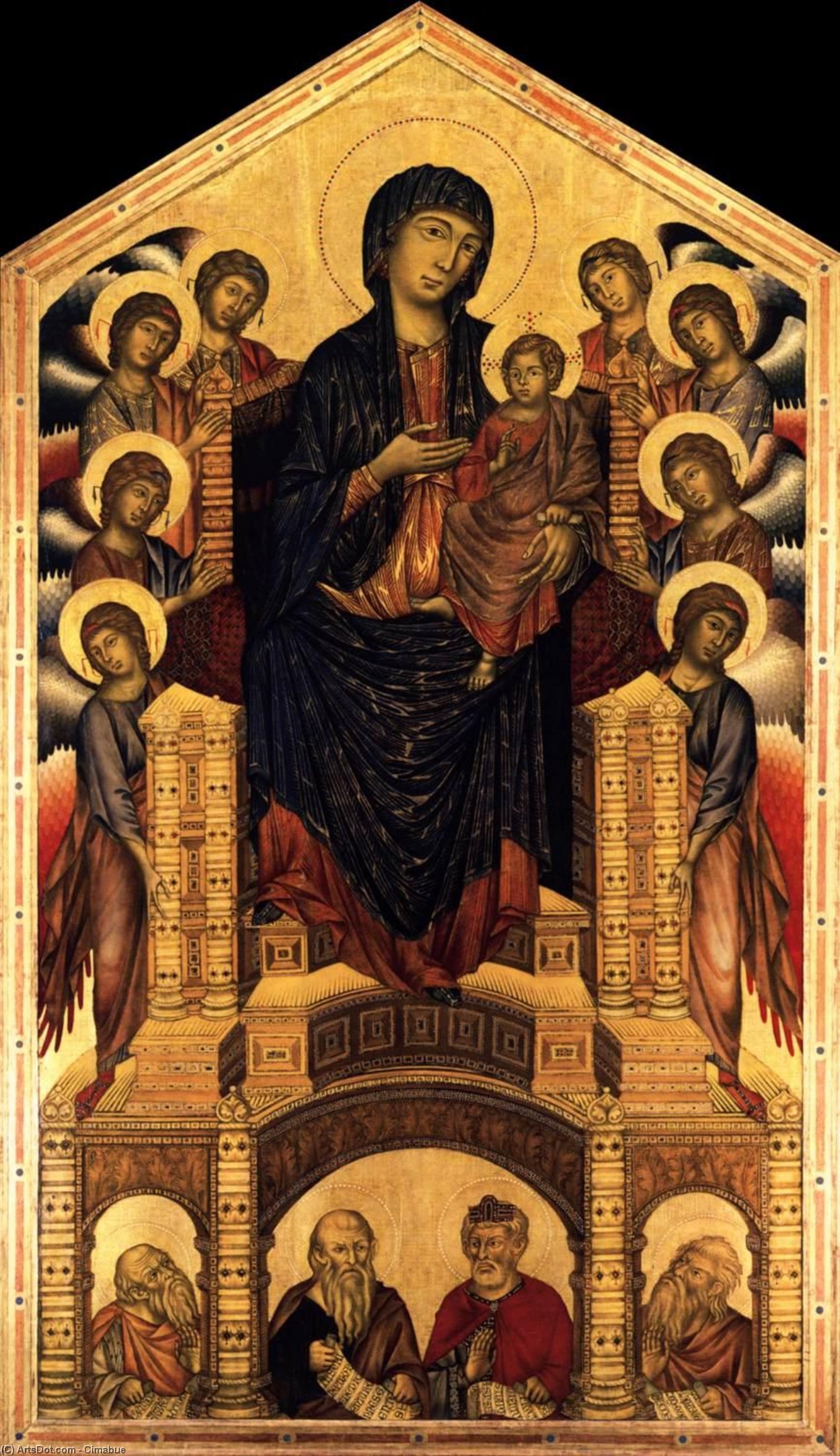Wikioo.org - The Encyclopedia of Fine Arts - Painting, Artwork by Cimabue - The Madonna in Majesty (Maestà)