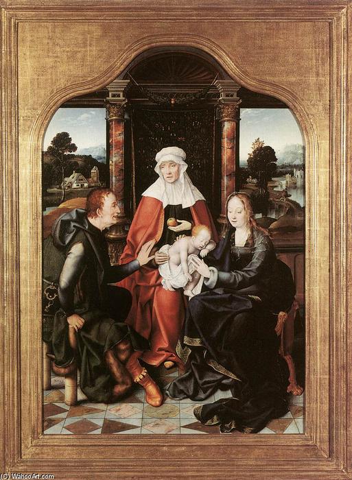 Wikioo.org - Bách khoa toàn thư về mỹ thuật - Vẽ tranh, Tác phẩm nghệ thuật Joos Van Cleve - St Anne with the Virgin and Child and St Joachim