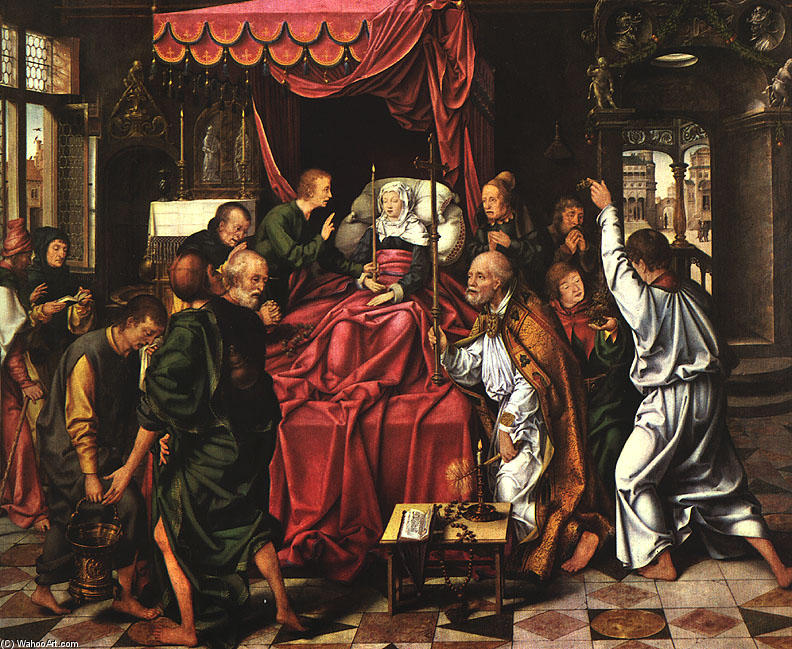 Wikioo.org - The Encyclopedia of Fine Arts - Painting, Artwork by Joos Van Cleve - The Death of the Virgin