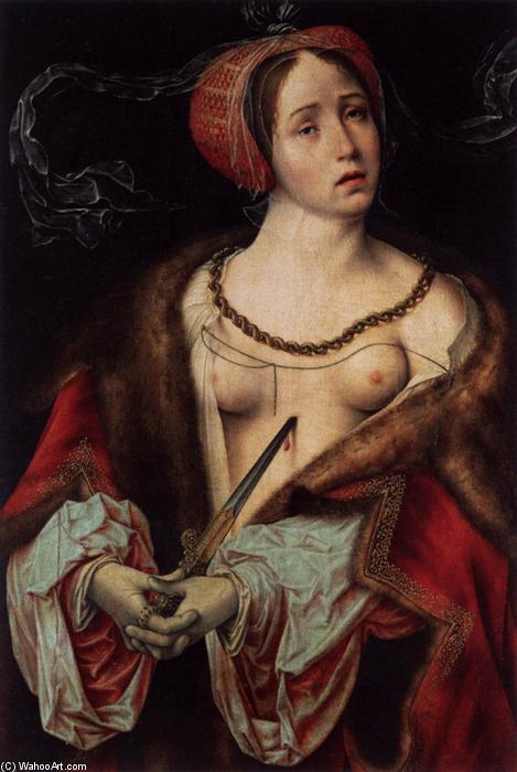 Wikioo.org - The Encyclopedia of Fine Arts - Painting, Artwork by Joos Van Cleve - The Suicide of Lucretia
