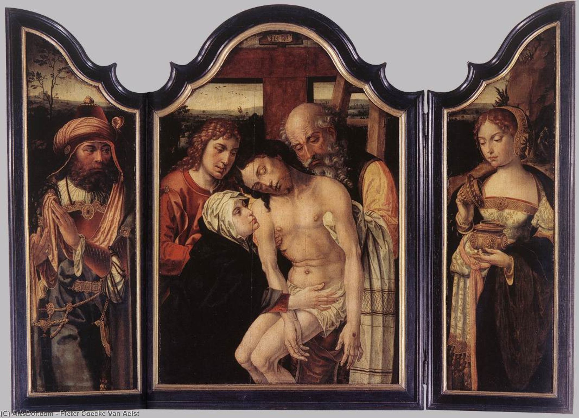 Wikioo.org - The Encyclopedia of Fine Arts - Painting, Artwork by Pieter Coecke Van Aelst - Descent from the Cross