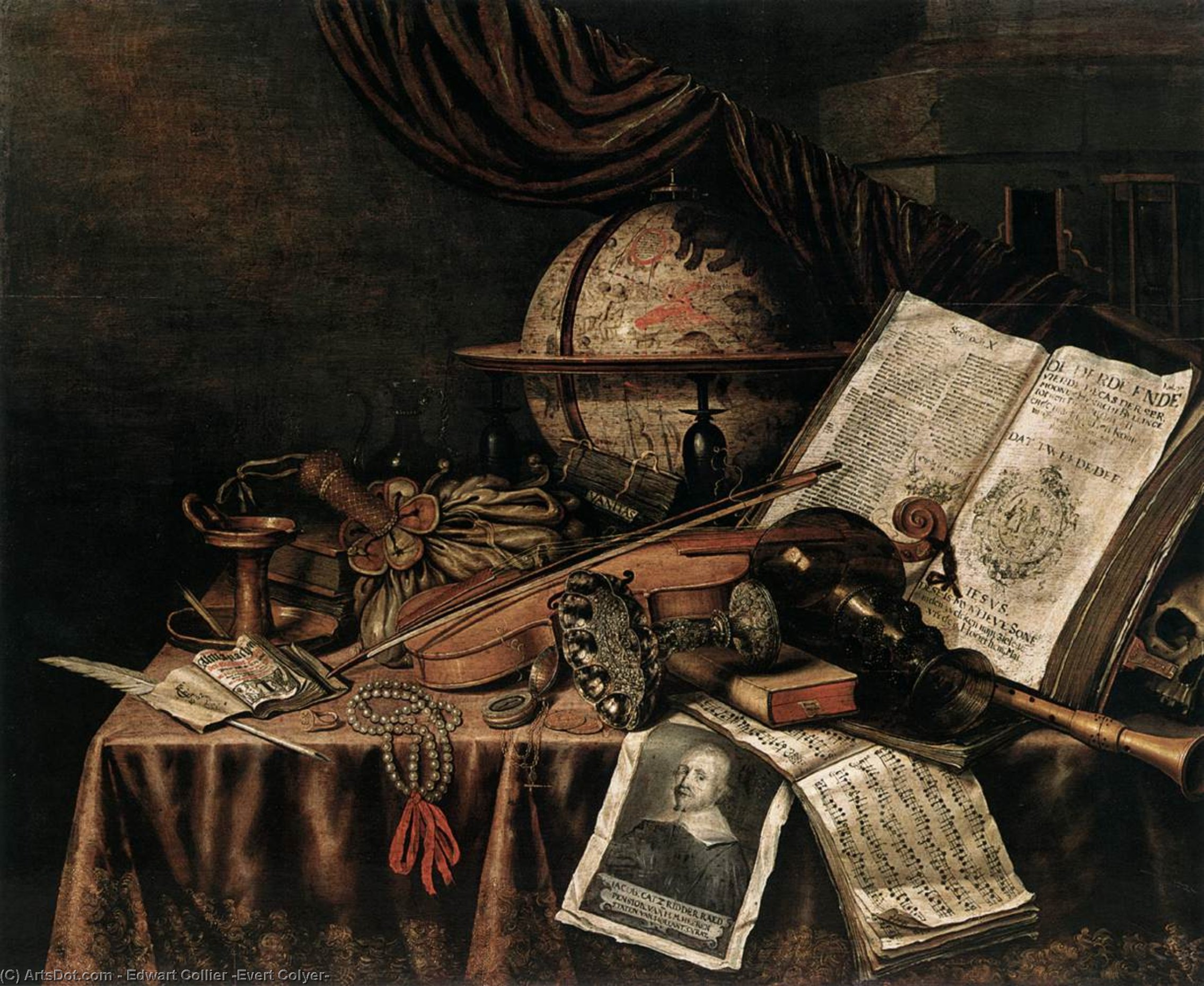 Wikioo.org - The Encyclopedia of Fine Arts - Painting, Artwork by Edwart Collier (Evert Colyer) - Vanitas Still-Life (11)