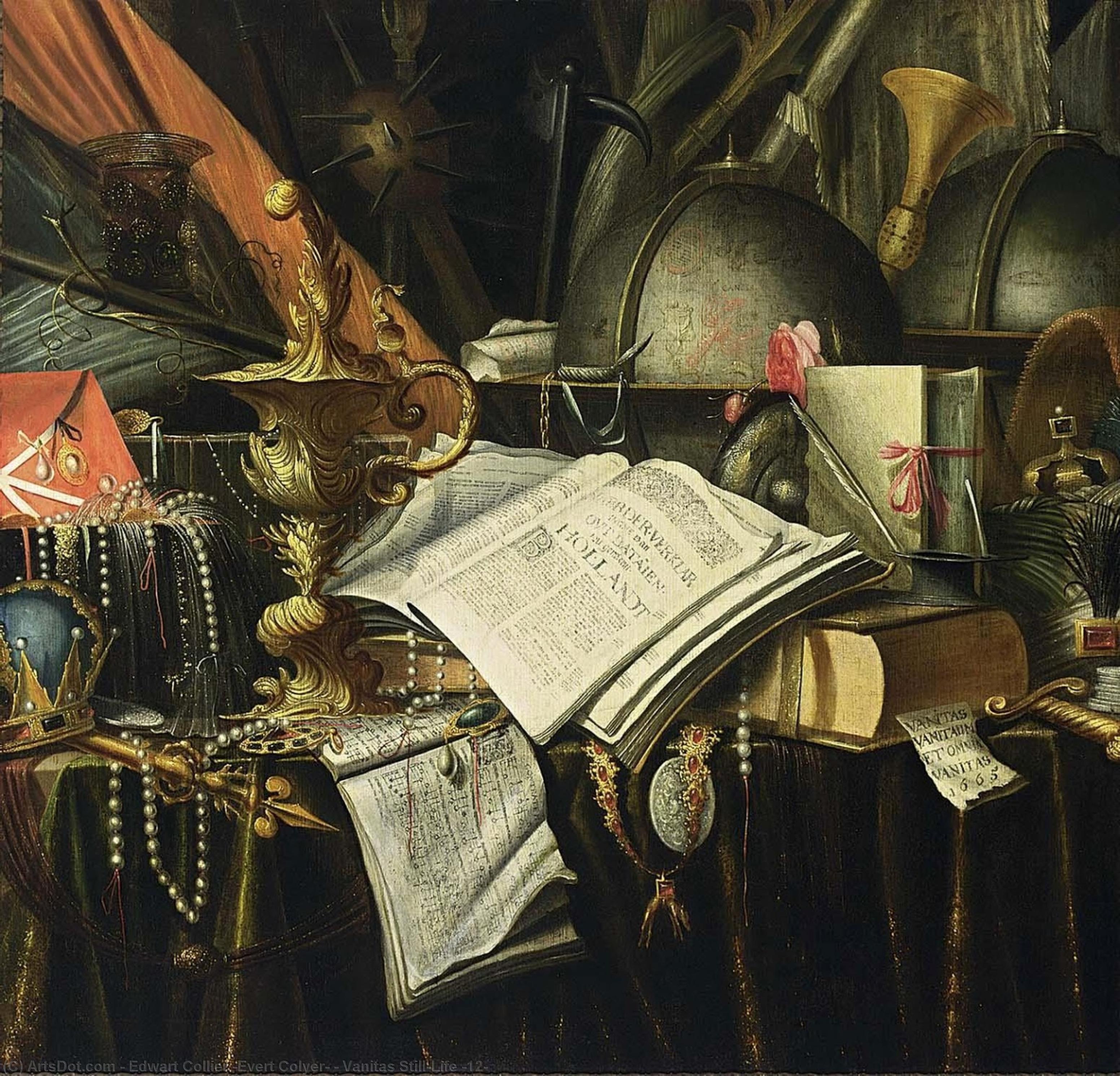 Wikioo.org - The Encyclopedia of Fine Arts - Painting, Artwork by Edwart Collier (Evert Colyer) - Vanitas Still-Life (12)