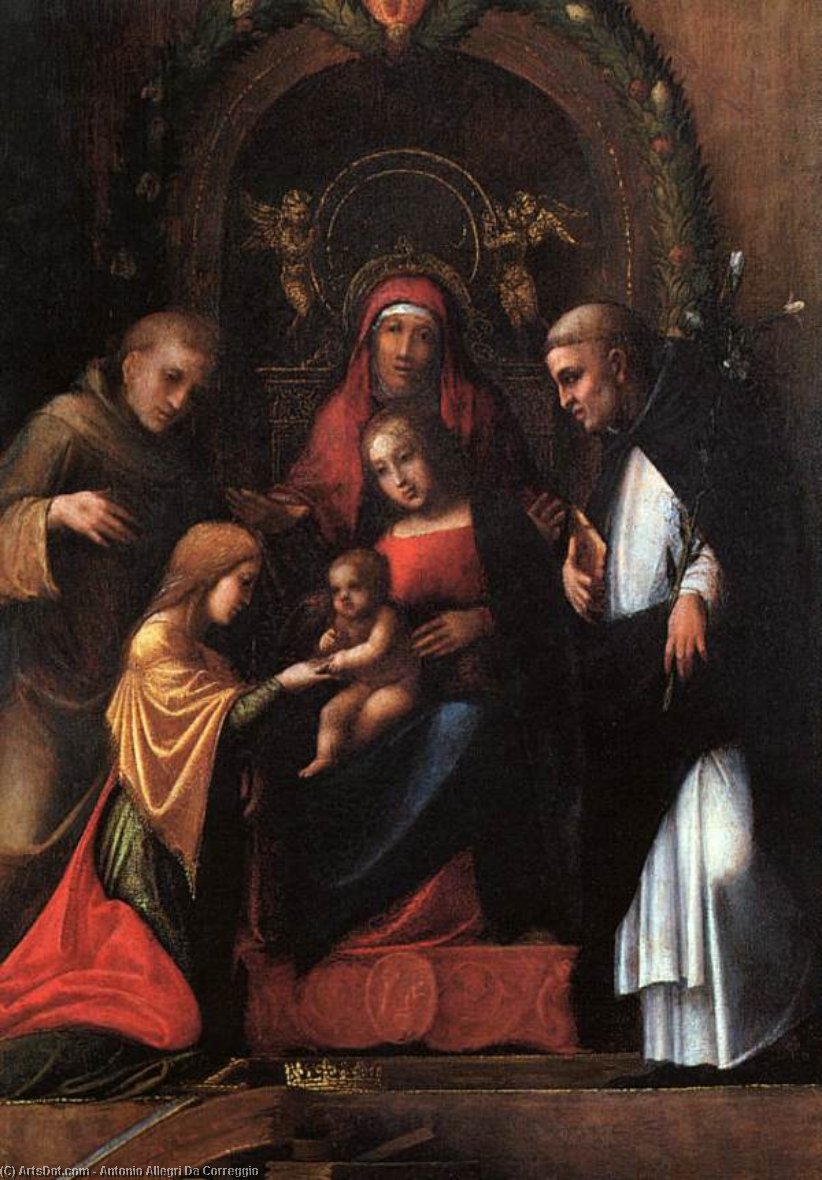 Wikioo.org - The Encyclopedia of Fine Arts - Painting, Artwork by Antonio Allegri Da Correggio - The Mystic Marriage of St. Catherine