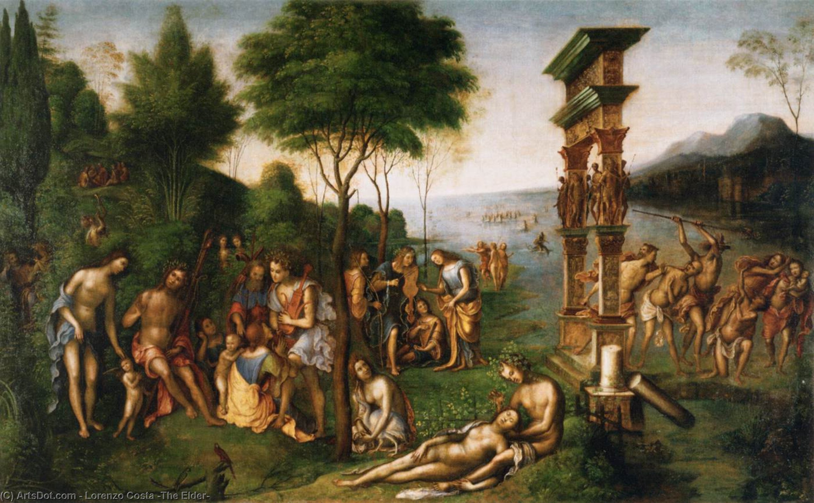 Wikioo.org – L'Encyclopédie des Beaux Arts - Peinture, Oeuvre de Lorenzo Costa (The Elder) - Le Règne de Comus