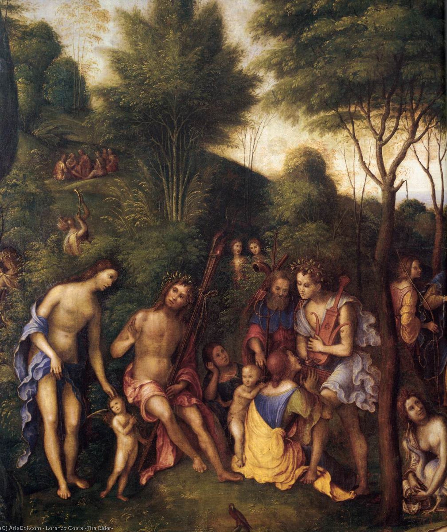 Wikioo.org – L'Encyclopédie des Beaux Arts - Peinture, Oeuvre de Lorenzo Costa (The Elder) - Le Règne de Comus détail