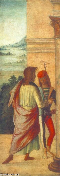 Wikioo.org - The Encyclopedia of Fine Arts - Painting, Artwork by Lorenzo Costa (The Elder) - Two Young Man at a Column (detail)
