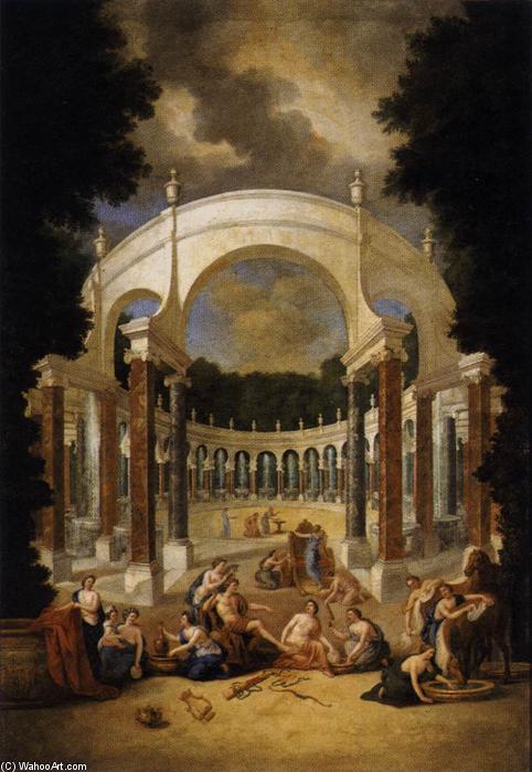 Wikioo.org - The Encyclopedia of Fine Arts - Painting, Artwork by Jean Ii Cotelle - View of the Colonnade at Versailles