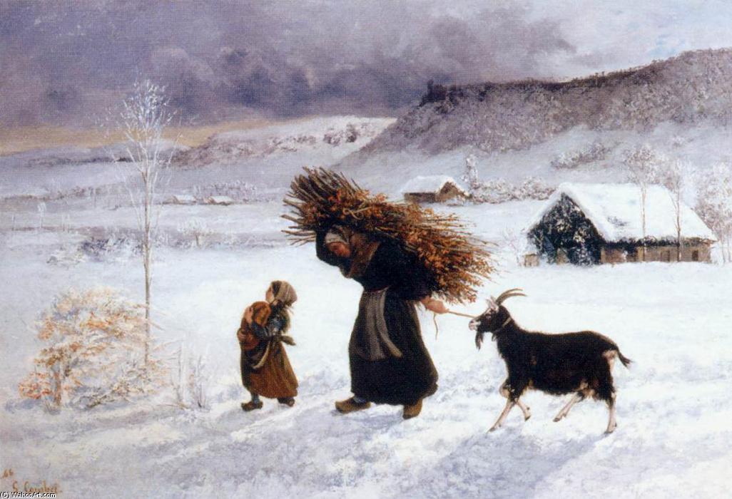 Wikioo.org – L'Enciclopedia delle Belle Arti - Pittura, Opere di Gustave Courbet - poveri donna  di  dopodomani  villaggio