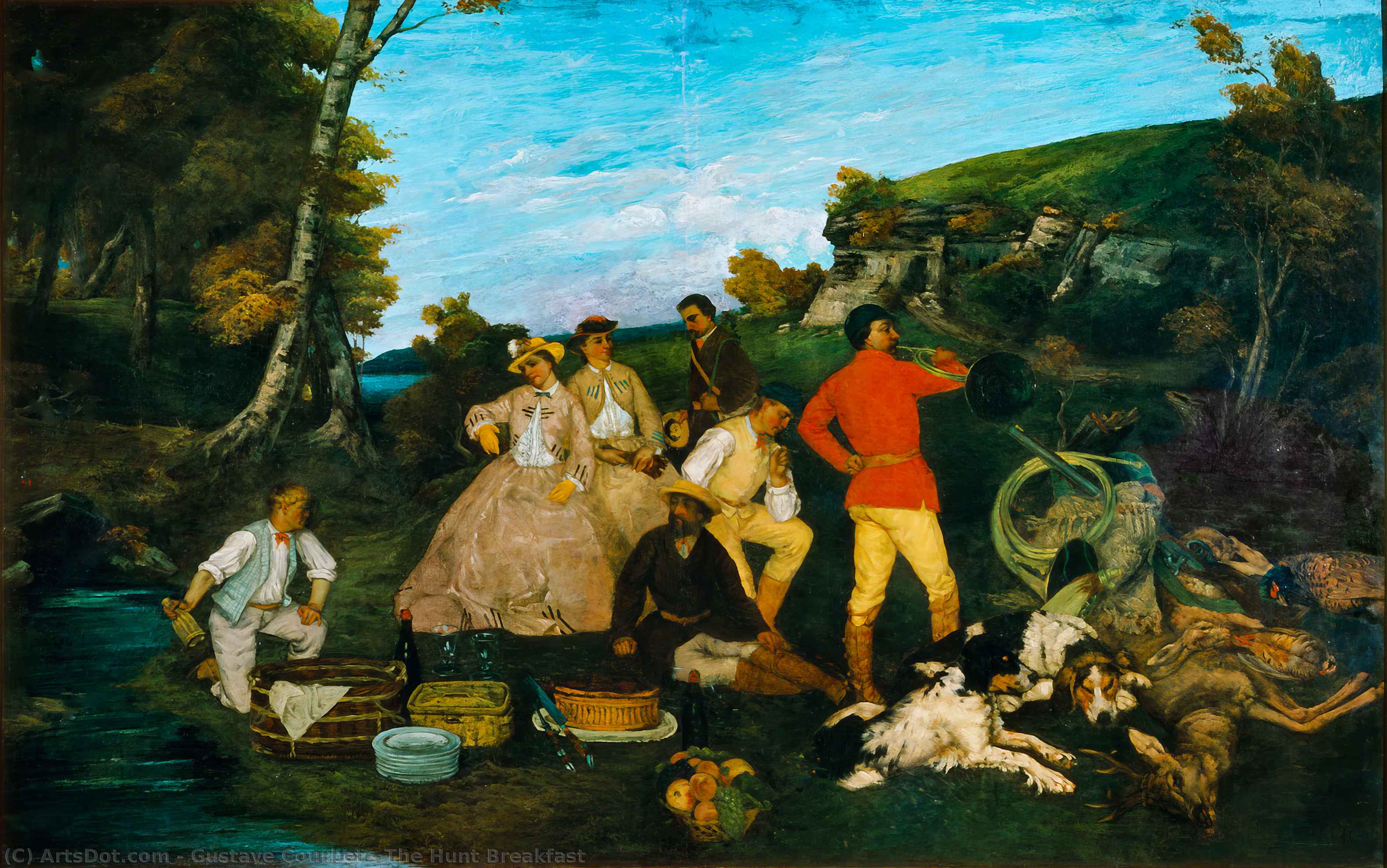 Wikioo.org – La Enciclopedia de las Bellas Artes - Pintura, Obras de arte de Gustave Courbet - el desayuno de caza