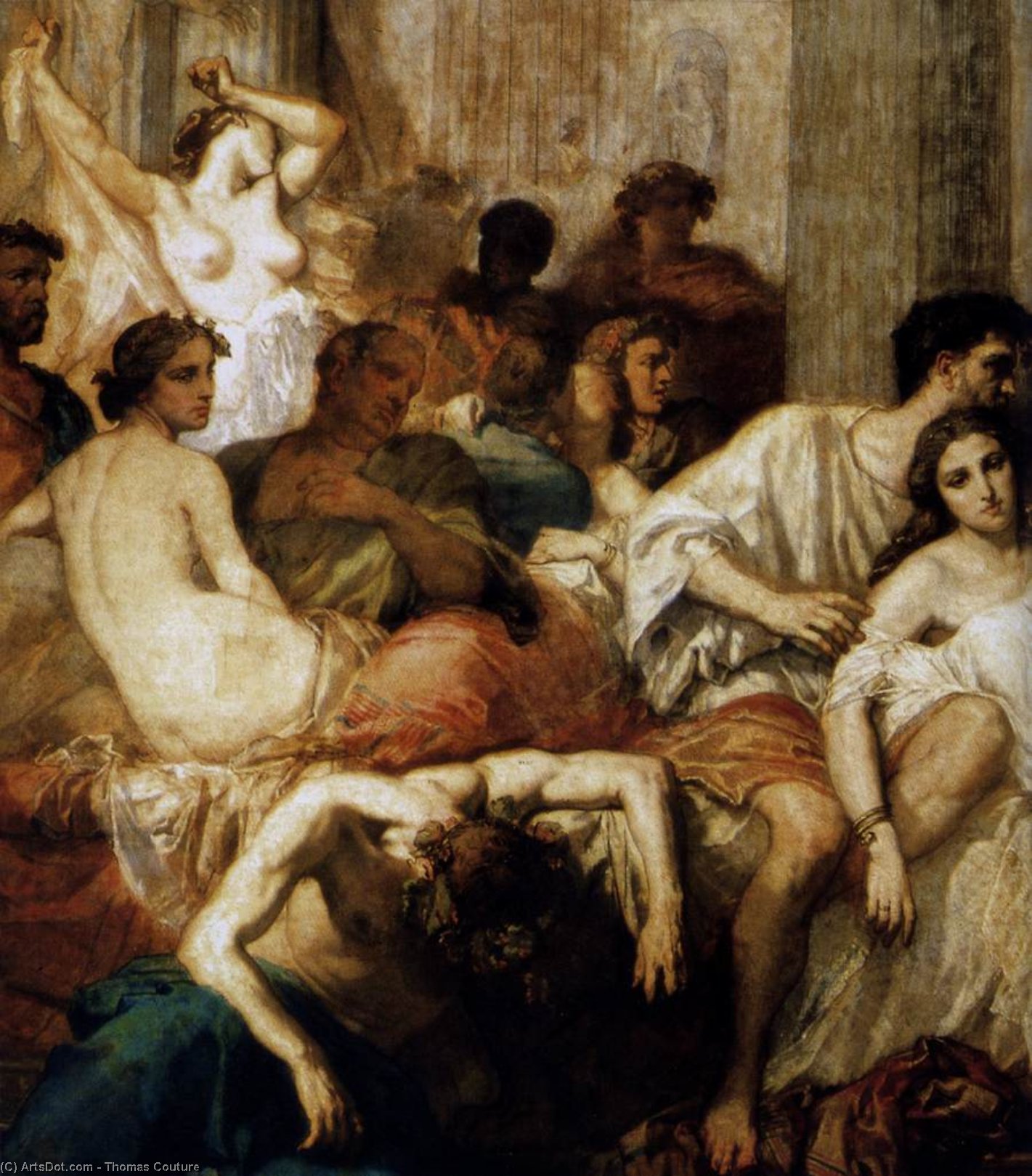 Wikioo.org - The Encyclopedia of Fine Arts - Painting, Artwork by Thomas Couture - Romans of the Decadence (detail)