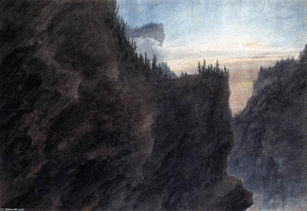 WikiOO.org - Encyclopedia of Fine Arts - Maľba, Artwork John Robert Cozens - Entrance to the Valley of Grande Chartreuse in Dauphiné