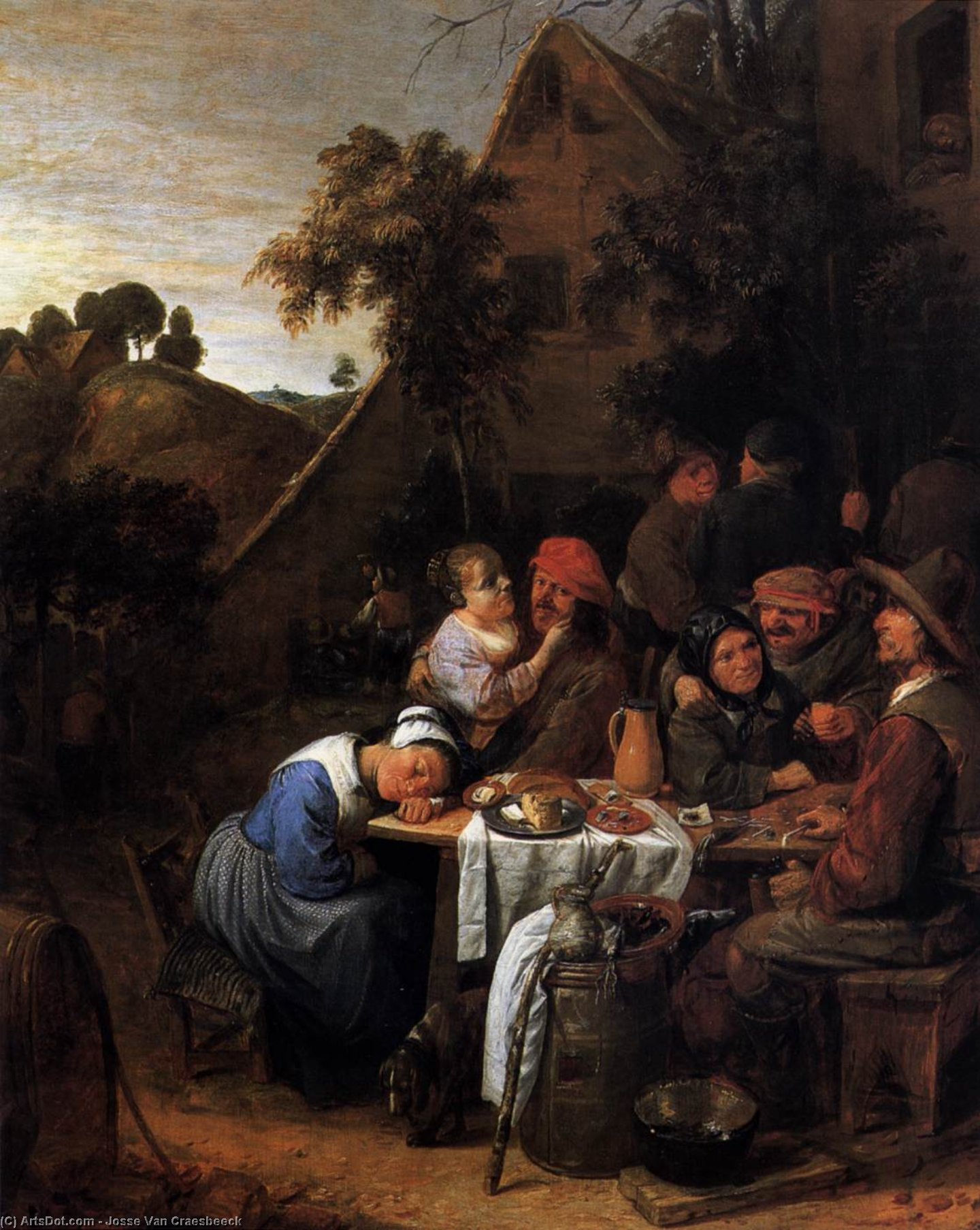 Wikioo.org - The Encyclopedia of Fine Arts - Painting, Artwork by Joos Van Craesbeeck - Peasants in front of a Village Inn