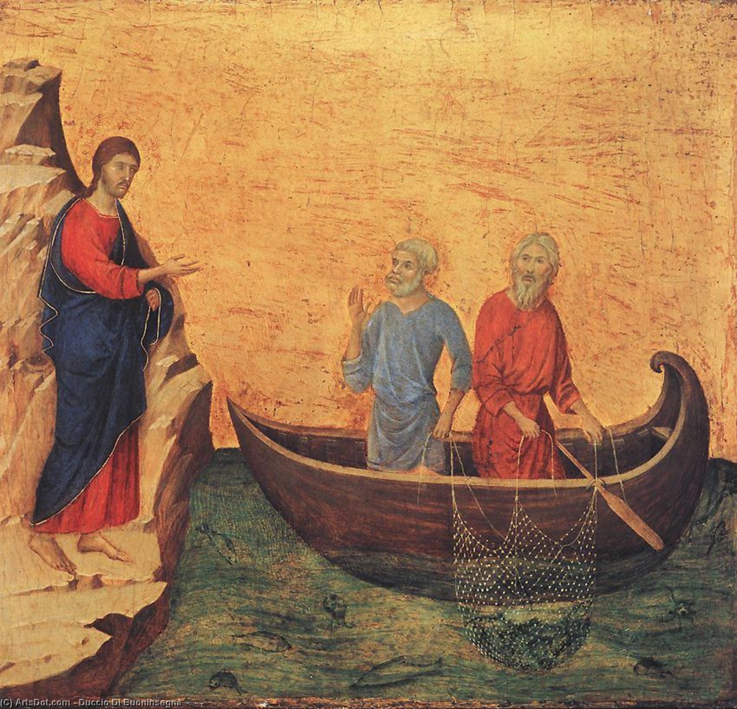 Wikioo.org – L'Enciclopedia delle Belle Arti - Pittura, Opere di Duccio Di Buoninsegna - chiamata di pietro e andrea