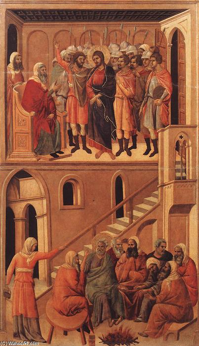 Wikioo.org - The Encyclopedia of Fine Arts - Painting, Artwork by Duccio Di Buoninsegna - Christ before Annas and Peter Denying Jesus