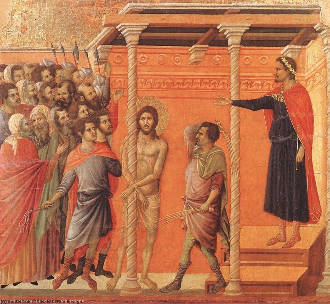 WikiOO.org - Encyclopedia of Fine Arts - Maleri, Artwork Duccio Di Buoninsegna - Flagellation
