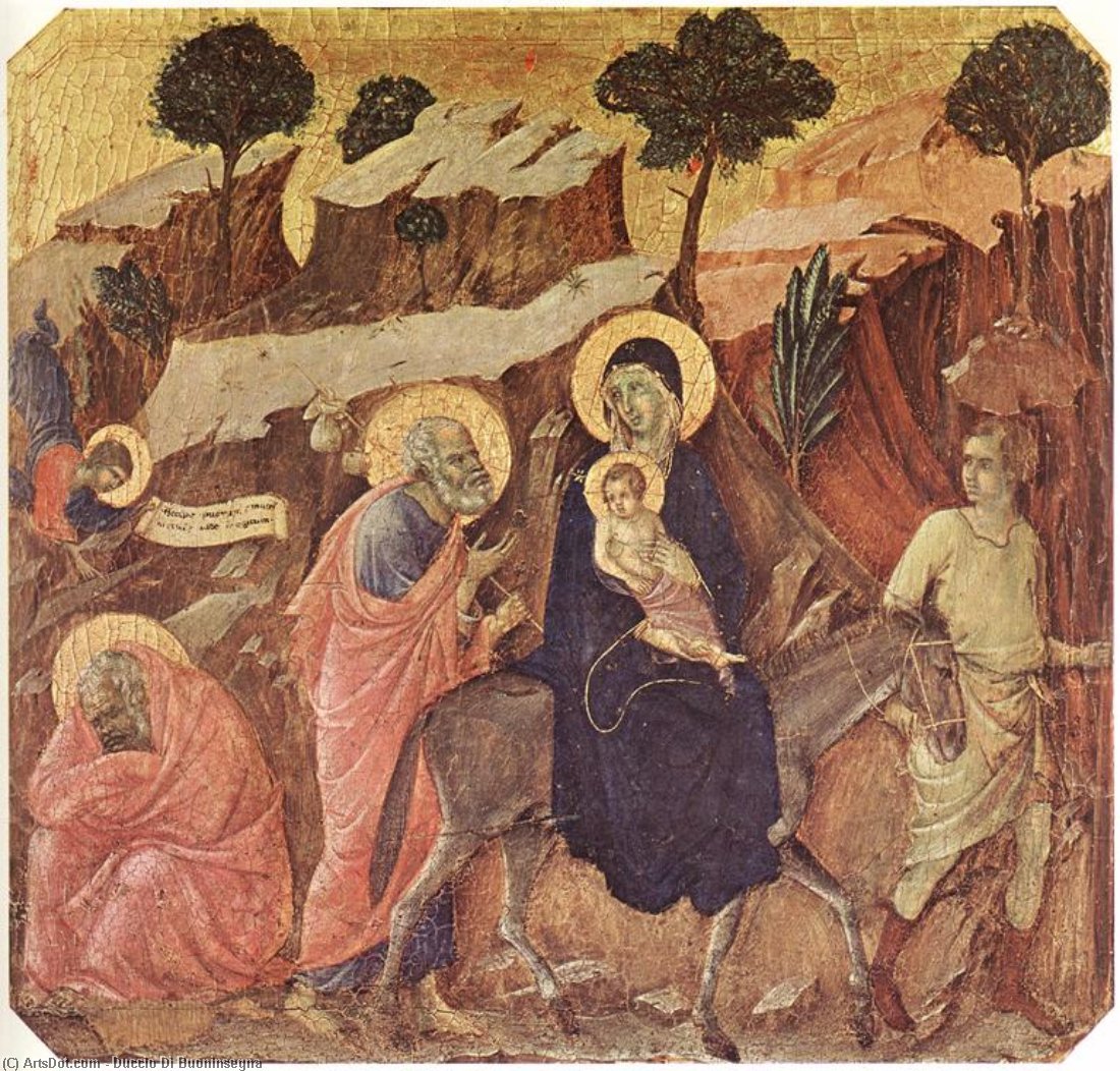 WikiOO.org - Encyclopedia of Fine Arts - Maľba, Artwork Duccio Di Buoninsegna - Flight into Egypt