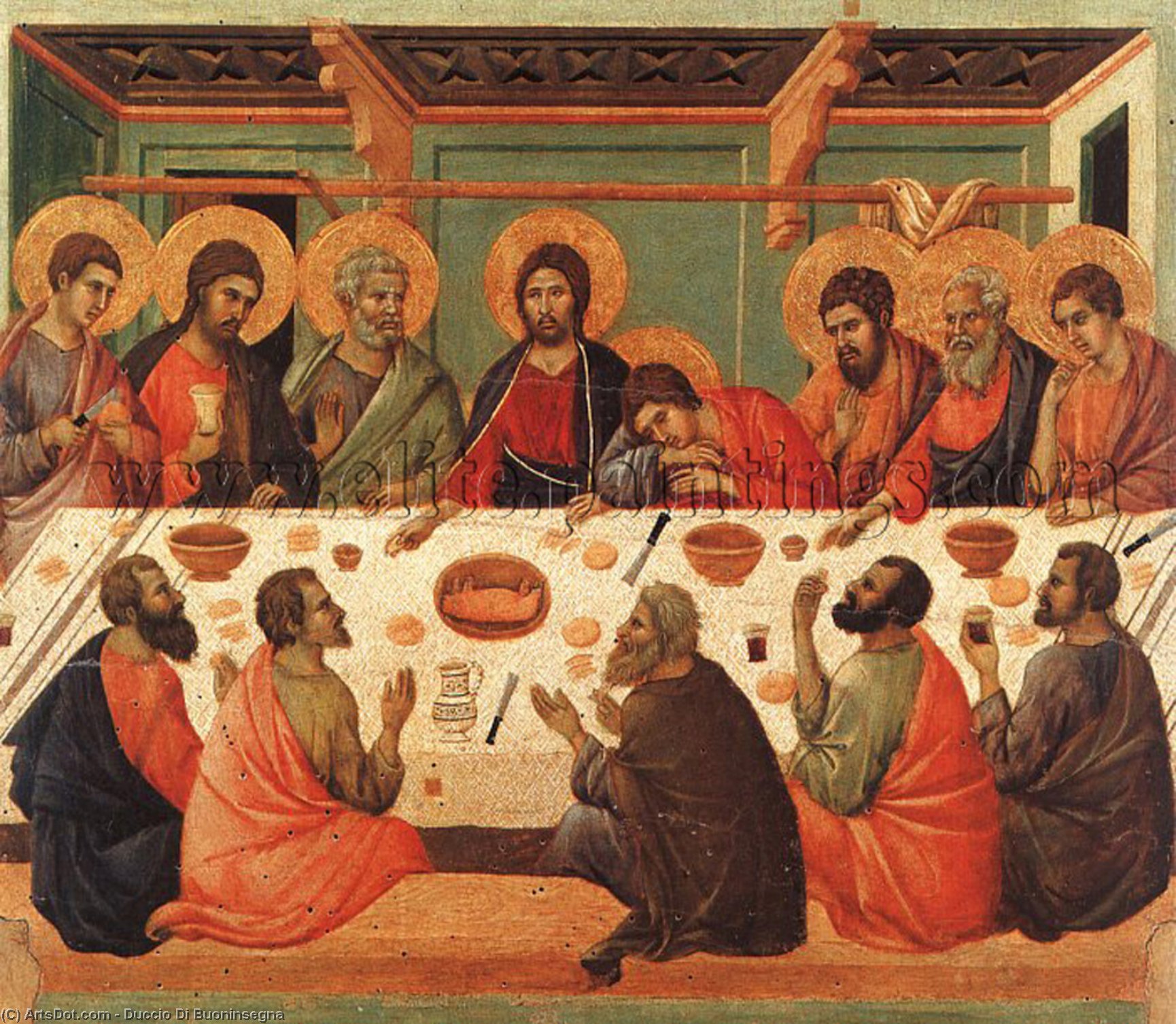 WikiOO.org - 百科事典 - 絵画、アートワーク Duccio Di Buoninsegna - 最後の晩餐