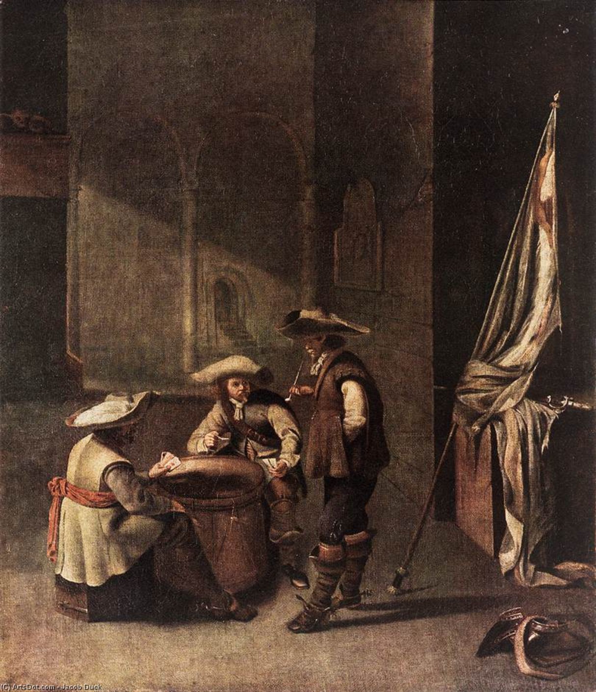 WikiOO.org - Enciklopedija dailės - Tapyba, meno kuriniai Jacob Duck - Guardroom with Soldiers Playing Cards