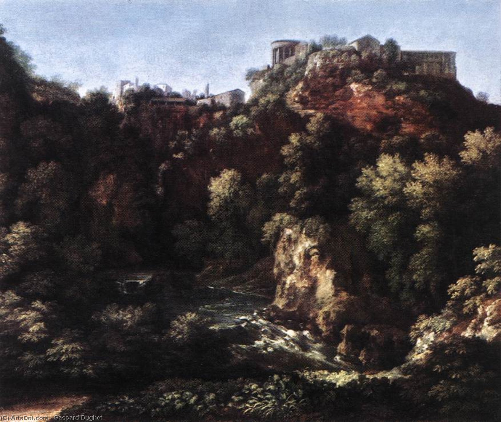Wikioo.org – L'Encyclopédie des Beaux Arts - Peinture, Oeuvre de Gaspard Dughet - Vue de Tivoli
