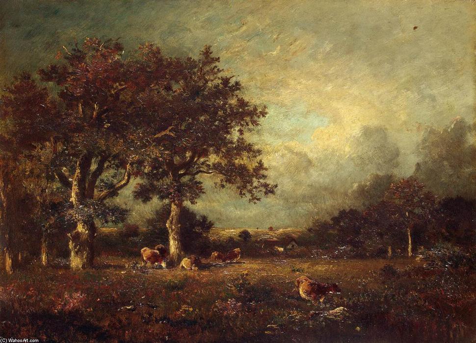 Wikioo.org - The Encyclopedia of Fine Arts - Painting, Artwork by Jules Dupré - Landscape with Cows