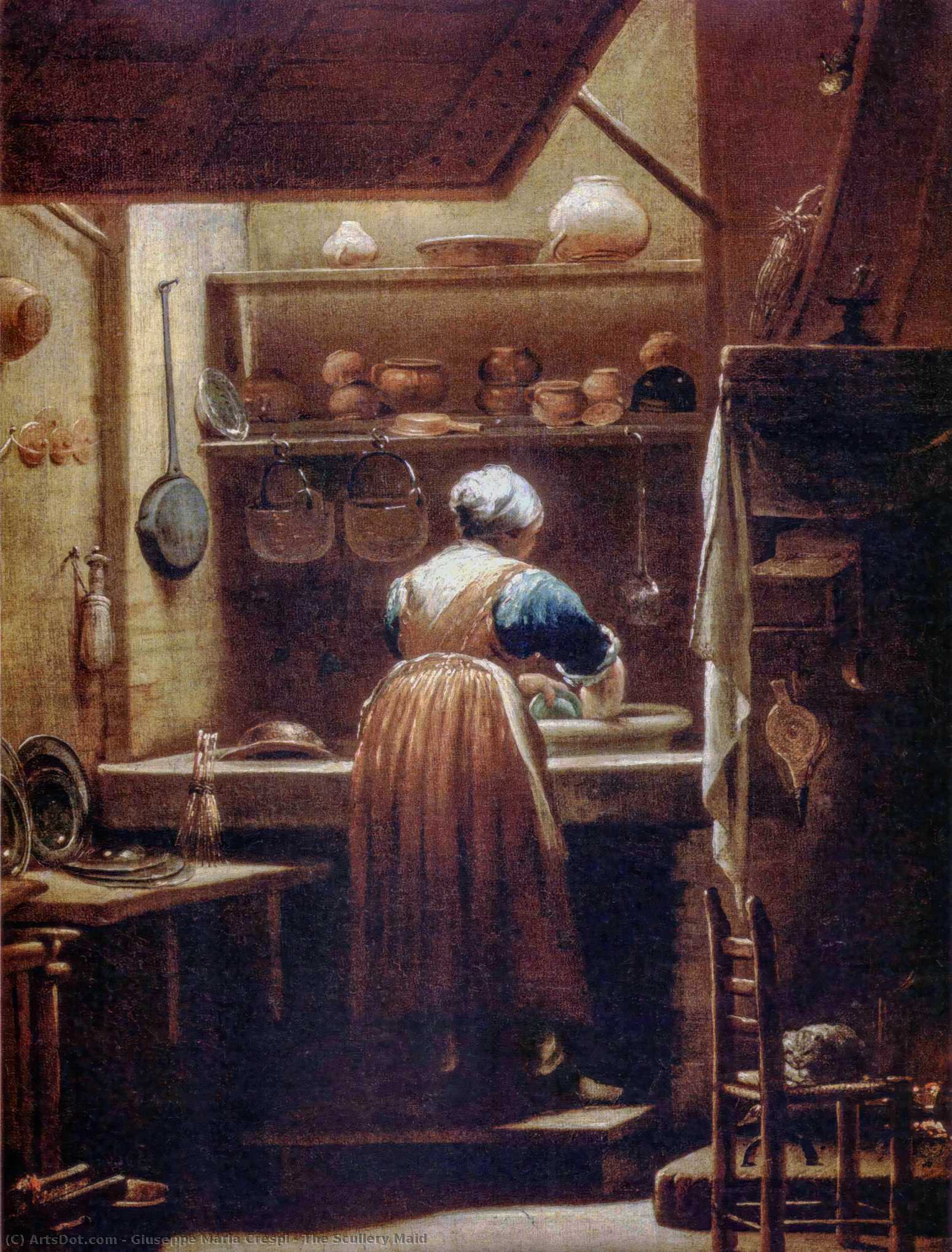 WikiOO.org - Encyclopedia of Fine Arts - Maľba, Artwork Giuseppe Maria Crespi - The Scullery Maid
