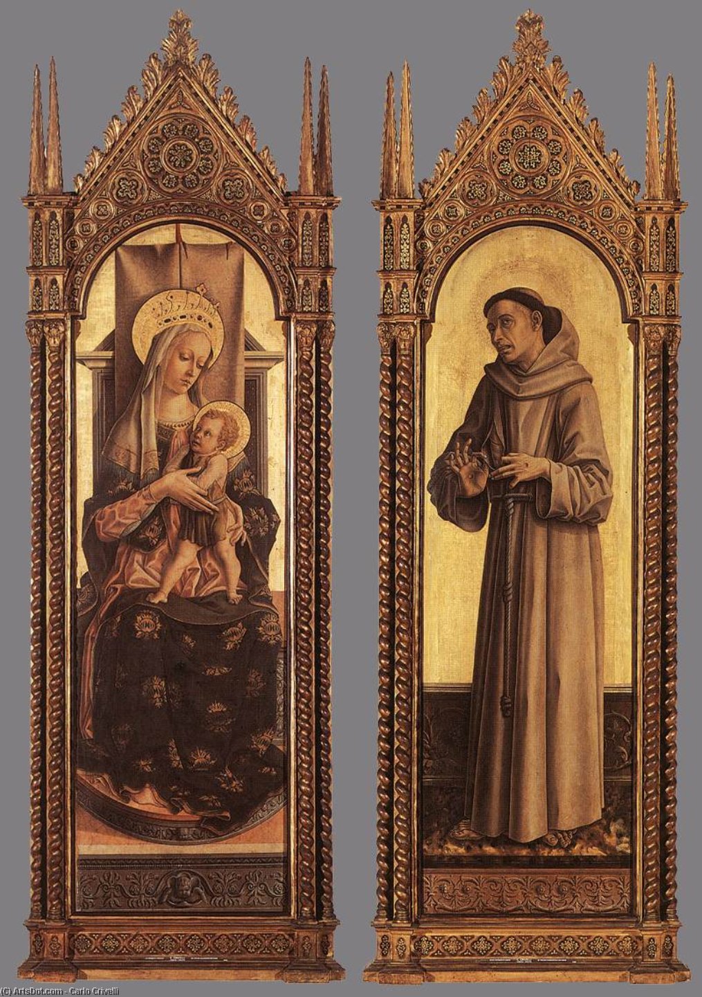 Wikioo.org – La Enciclopedia de las Bellas Artes - Pintura, Obras de arte de Carlo Crivelli - Madonna y el Niño san  francisco de asís