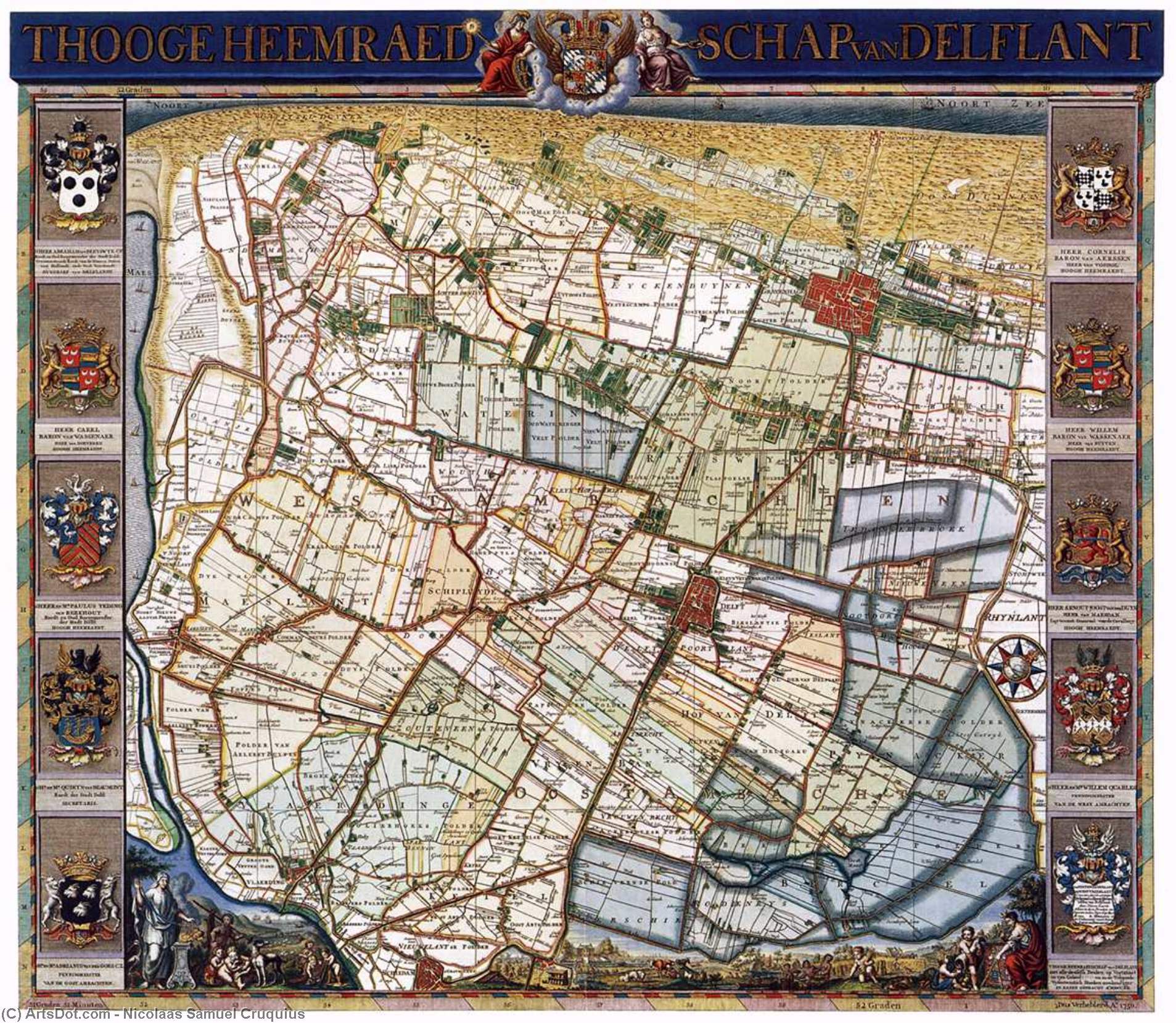 Wikioo.org - Encyklopedia Sztuk Pięknych - Malarstwo, Grafika Nicolaas Samuel Cruquius - Map of Delfland